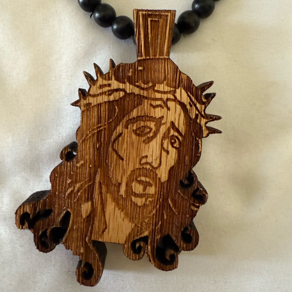 Jesus Piece Wood Necklace